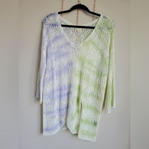 POL lavender/lime color Crochet material sweater size small